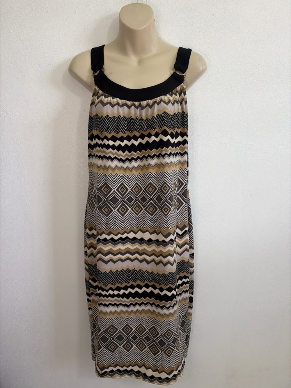 Jonathan Martin Chevron Print Midi Dress Sz 12 (L) Boho Safari Resort